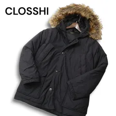 CLOSSHI クロッシー 秋冬 Fファー★ プレミアム グース ダウン ジャケット コート Sz.LL メンズ 黒 大きいサイズ