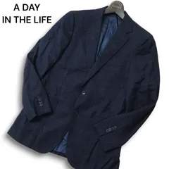 A DAY IN THE LIFE ユナイテッドアローズ 秋冬★ ウール ウィンドウペン チェック テーラード ジャケット Sz.44 メンズ 紺