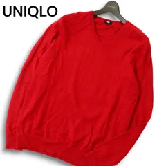 UNIQLO ユニクロ 秋冬 高級 カシミヤ100%★ Vネック セーター ニット Sz.XL メンズ 大きいサイズ 赤