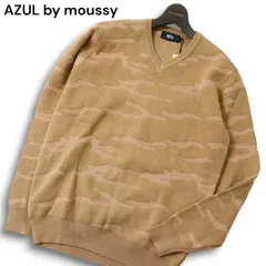 【新品 未使用】 AZUL by moussy アズール マウジー 秋冬★ カモフラ 迷彩 総柄 Vネック セーター ニット Sz.M メンズ