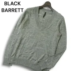 BLACK BARRETT ブラックバレット ニールバレット 秋冬 ウール100%★ 深Vネック セーター ニット Sz.3 メンズ グレー