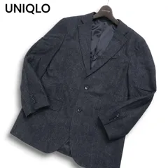 UNIQLO ユニクロ 秋冬★ ウール ツイード ヘリンボーン テーラード ジャケット Sz.L メンズ 灰 グレー