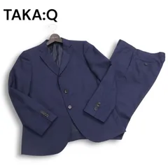 TAKA:Q タカキュー 春夏 背抜き★ チェック柄 ウォッシャブル セットアップ スーツ Sz.Y4　メンズ ネイビー ビジネス