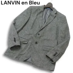 LANVIN en Bleu ランバン オン ブルー 秋冬★ ウール ツイード テーラード ジャケット ブレザー Sz.48 メンズ グレー 日本製