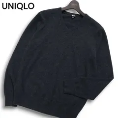 UNIQLO ユニクロ 秋冬 高級 カシミヤ100%★ Vネック セーター ニット Sz.L メンズ 灰 グレー
