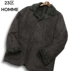 23区 HOMME オム 秋冬ECOSKIN 伊製生地 フェイク ムートン★ ボア ジャケット コート Sz.48 メンズ 灰 グレー