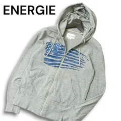ENERGIE エナジー 通年 スウェット★ 星条旗風  星柄 ジップアップ パーカー フーディー Sz.S メンズ 灰 グレーのサムネイル