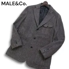 MALE&Co. タカキュー 秋冬 総裏 ウール100％★ ヘリンボーン ツイード テーラード ジャケット Sz.L メンズ 灰 グレー