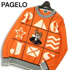 PAGELO パジェロ アンジェロ 秋冬 ウール★ パネルデザイン キャラクター セーター ニット Sz.M メンズのサムネイル