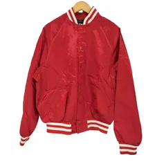 ヒルトン HILTON 80s USA製 バックプリント スナップボタン ナイロンスタジャン ブルゾン メンズ import：L 