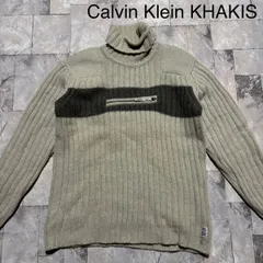 Calvin Klein KHAKIS カルバンクライン タートルニットセーター 胸元ポケットジップ USA企画 90s.00s y2k グレーベージュ サイズL 玉FS1733