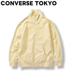 【ビッグシルエット】 コンバース トウキョウ CONVERSE TOKYO ハーフジップ プルオーバ― スウェット トレーナー ベージュ レディース メンズ ユニセックス ♪