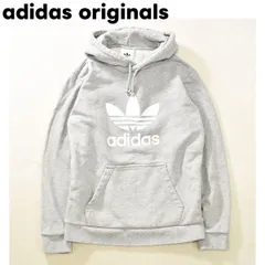 アディダス オリジナルス トレフォイルロゴ スウェット パーカー S グレー