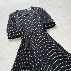 昭和レトロ ドット柄 　ヴィンテージ 大人かわいい フレアワンピース 半袖　L1