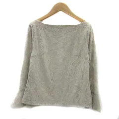 ティティベイト titivate カットソー 長袖 フレアスリーブ ボートネック 総柄 総レース M ベージュ /YS40