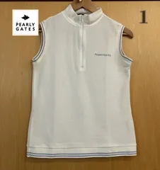 PG パーリーゲイツ　レディースホワイトノースリーブ　タートルネック　ハーフジップ　サイズ1