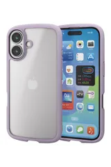 新品 エレコム iPhone 16 ケース シルキークリア 耐衝撃 衝撃吸収 フレームカラー ハイブリッド 薄型 軽量 ワイヤレス充電 ストラップホール 全周エアークッション ストラップホルダーシート ラベンダー PM-A24ATSLFCSPU