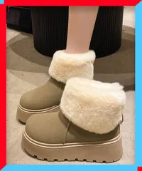 新品 厚底 ムートンブーツ ショートブーツ 裏起毛 もこもこ 暖かい 冬靴 履きやすい フェイクムートン【送料無料】