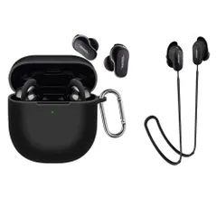 【在庫処分】2023NEW For Bose QuietComfort Earbuds II ケース【LAZIRO】 適用 紛失防止ストラップ ヤホン スポーツソフトシリコンストラップアクセサリー 防止 防塵 防震 軽量小型 保護ケース 男女兼用 收納 ケース