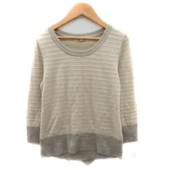 バーニーズニューヨーク BARNEYS NEW YORK ニット カットソー 七分袖 Uネック バックリボン ラメ 無地 ウール混 M ベージュ /YK47のサムネイル
