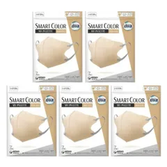【5袋計35枚】ユニ・チャーム 超快適マスク SMART COLOR スマートカラー バイカラータイプ ふつう ベージュ×グレー 7枚入り