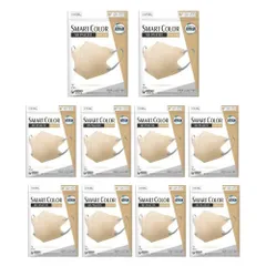 【10袋計70枚】ユニ・チャーム 超快適マスク SMART COLOR スマートカラー バイカラータイプ ふつう ベージュ×グレー 7枚入り