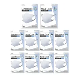 【10袋計70枚】ユニ・チャーム 超快適マスク SMART COLOR スマートカラー バイカラータイプ ふつう ホワイト×グレー 7枚入り