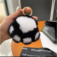 キーリング 肉球 バッグチャーム キーホルダー 犬 ふわふわ 可愛い