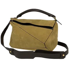 ロエベ LOEWE パズルバッグ アナグラム 2WAY ショルダーバッグ ハンドバッグ スエード ベージュ ブラウン レディース 【中古】