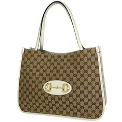 グッチ GUCCI ホースビット トートバッグ ショルダーバッグ トートバッグ GGキャンバス ベージュ ホワイト 623694 レディース 【中古】