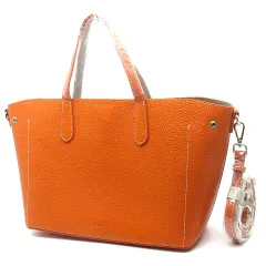 バルコス BARCOS シュリンクレザー バイカラー 2WAY ハンドバッグ トートバッグ オレンジ 美品