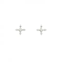 K18WG クロス ダイヤモンド ピアス 0.04CT