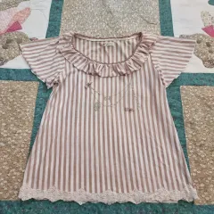 axes femme ストライプ フリル リボン トップス