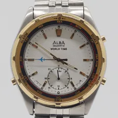 セイコー アルバ V602-7010 ホワイト文字盤 QZ メンズ腕時計 3456000 10BJY KTU ABC17209