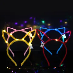 【特価セール】[LEISURE CLUB] クリスマス カチューシャ LED 4個セット 光るねこ耳 うさぎ耳 カチューシャ ヘッドバンド ヘアバンド ヘッドドレス 大人子供用 レディース コスプレ 髪飾り led ヘアアクセサリー コスチューム バスローブ