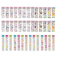 【特価商品】マルシェ 3Dテカーシール&ステッカー ランダムセット - 40枚大量 30種類デザイン - 女の子向け 着せ替え シールセット - 車・動物・ハート・星・恐竜・食べ物