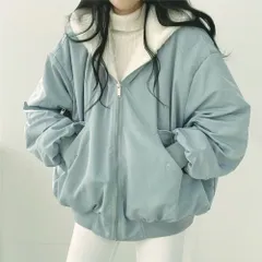 ☆ ブルー ☆ M ☆ アウター ジャケット 2way レディース リバーシブル ジャケット ブルゾン レディース ボアブルゾン ボアジャケット ブルゾンレディース 上着 ゆったり カジュアル あたたかい 暖かい あったか アウター リバーシブル 裏表