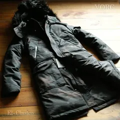 新品*正規品*VORG *ヴォーグ*ロ ングダウンコート 迷彩 ブラック 黒 白羽毛90% 防寒 重厚 フード 取外し◆LONDON-CABK