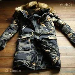 新品*正規品*VORG *ヴォーグ*ロングダウンコート 迷彩 グリーン 緑 白羽毛90% 防寒 重厚 フード取外し◆LONDON-CAGR