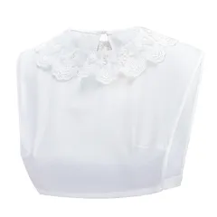 [UMIYI] 付け襟 レディース 花レース 襟 姫系 丸襟 透け感 重ね着 レイヤード フェイク衿 ズレにくい 大人可愛い エレガント シフォン オールシーズン おしゃれ 折り襟レース,ホワイト 0