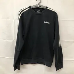 A1687 アディダス　M アメリカ古着　3本ライン　ロゴ刺繍　コットンポリ　長袖　スウェット　ブラック　adidas メンズ