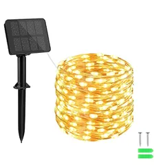 cshare ソーラー LED ストリングライト LED イルミネーションライト 100LED 10m IP65防水 8点灯モード 夜間自動点灯 キャンプ用 ガーランドライト LEDイルミネーションライト 屋外 室内 ストリングライト フェアリーライト l 1