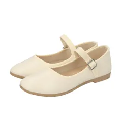 ☆ 02.アイボリー ☆ M(23-23.5cm) ☆ ストラップシューズ ストラップ パンプス ローヒール フラットシューズ フラットパンプス レディース 靴 合皮 フェイクレザー コンフォートシューズ くつ ぺたんこ フォーマル 歩きやすい 痛くない
