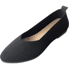 ☆ 07.BLACK ☆ L(24-24.5cm) ☆ ニットパンプス ニットパンプス 痛くない ニット シューズ パンプス フラットシューズ ぺたんこ レディース靴 コンフォートシューズ ローヒール 婦人靴 くつ ニット素材 フォーマル 歩きやすい 疲れない