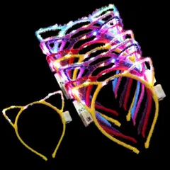 【在庫セール】[Morydovs] 猫耳ヘッドバンド LED 光る カチューシャ コスチューム 猫耳カチューシャ レディース 子供 コスプレ 衣装 コスプレ小物 パーティー用品 お祭り 10個セットランダムカラー