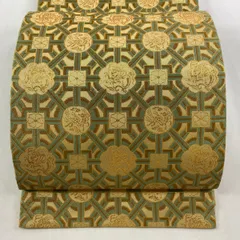 龍村晋 瑤椀研艶孔雀文錦 全通 袋帯 未仕立て品 帯芯入 孔雀 鳥 金糸 正絹 龍村晋 瑤椀研艶孔雀文錦 全通 袋帯 未仕立て品 帯芯