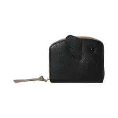 ☆ ブラック/グレーベージュ ☆ LIZDAYS 本革 ゾウ型 ミニ財布 lizdays リズデイズ ゾウ ミニ財布  lz-66117 本革財布 牛革財布 財布 コインケース 小銭入れ カードケース 二つ折り財布 じゃばら財布 コンパクト 軽量