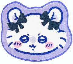 MORIPiLO 치이카와 모몬가 현관 매트 실내용 작은 귀여운 약 40cm (인테리어 매트 리본 퍼플) 상품 캐릭터 마쿠라의 모리시타 [치이카와 모몬가 리본 퍼플]