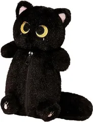 新品 UOPR ペンケース 猫 筆箱 ぬいぐるみ ねこ ペンポーチ 大容量 可愛い アニマル ふでばこ 鉛筆 筆入れ 高校生 小学生 女の子 男の子 (ブラック)