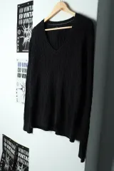 W(XL-2XL) Tommy Hilfiger トミーヒルフィガー ニット オーバーサイズ ケーブル編み ケーブル ブラック-15C4F